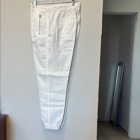 Lou & Grey Pants - Lou & Grey White Ankle Linen Joggers